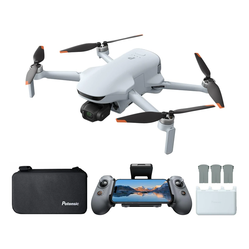 Potensic ATOM 3 Fly More Combo, Drones with Camera for Adults 4K 60fps, 50MP 8K Photo, 1/1.3" CMOS, 120-Min Flight, 16KM Transmission, AI Track 2.0, Med-Tele Mode, QuickShots, Under 249g(3 Batteries)