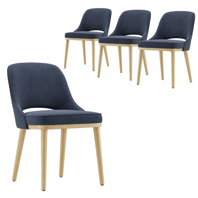 Dining Chairs Set of 4, Upholstered Dining Room Chairs with Chenille Fabric, Ergonomic Backrest, High Density Cushion & Rubber Wood Frame, Modern Kitchen Chairs for Dining Room, Living Room, Blue - Image 1