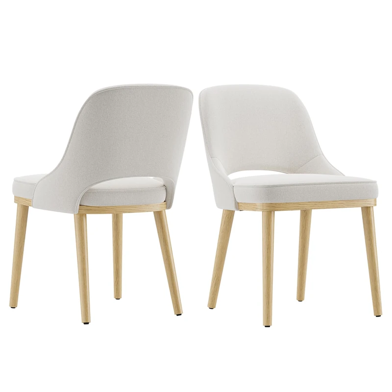Dining Chairs Set of 2, Upholstered Dining Room Chairs with Chenille Fabric, Ergonomic Backrest, High Density Cushion & Rubber Wood Frame, Modern Kitchen Chairs for Dining Room, Living Room, Beige