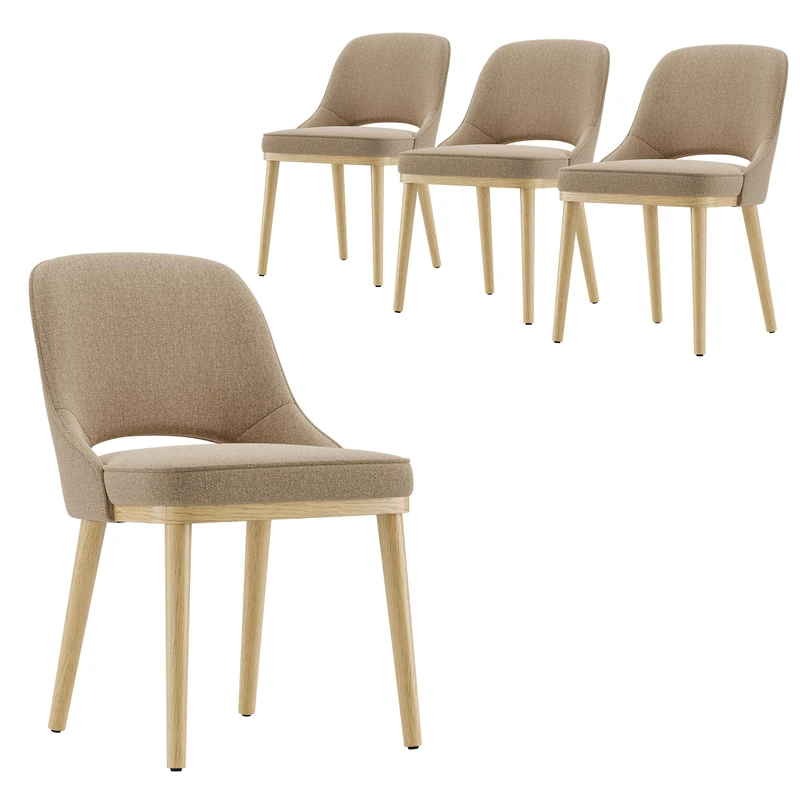 Dining Chairs Set of 4, Upholstered Dining Room Chairs with Chenille Fabric, Ergonomic Backrest, High Density Cushion & Rubber Wood Frame, Modern Kitchen Chairs for Dining Room, Living Room, Camel