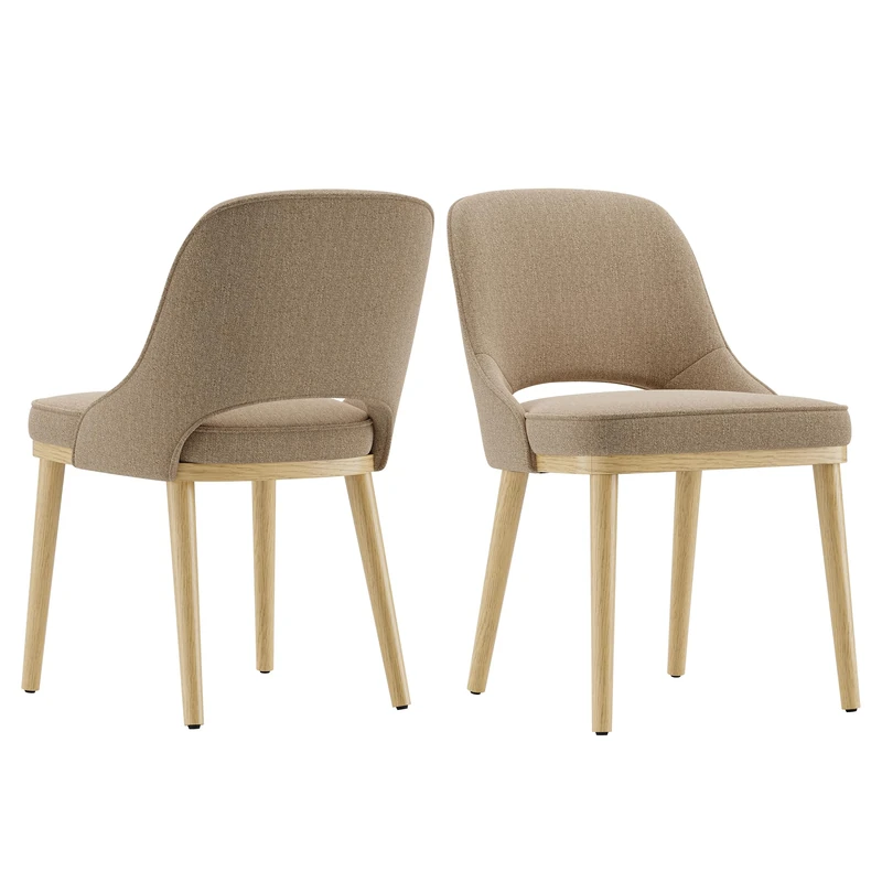 Dining Chairs Set of 2, Upholstered Dining Room Chairs with Chenille Fabric, Ergonomic Backrest, High Density Cushion & Rubber Wood Frame, Modern Kitchen Chairs for Dining Room, Living Room, Camel
