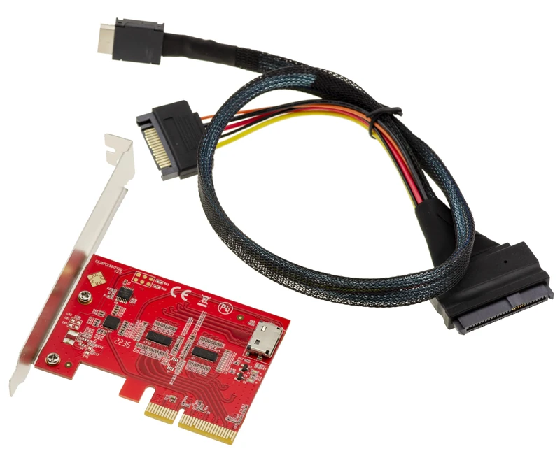 KALEA-INFORMATIQUE Redriver PCIe Gen 4.0 x4 to Oculink SFF-8612 SFF-8611 Controller Card with Cord for U2 NVMe SSD Mounting SFF-8639