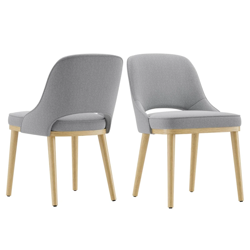 Dining Chairs Set of 2, Upholstered Dining Room Chairs with Chenille Fabric, Ergonomic Backrest, High Density Cushion & Rubber Wood Frame, Modern Kitchen Chairs for Dining Room, Living Room, Grey