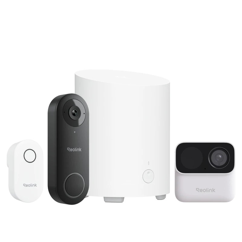 Reolink Wired Video Doorbell + Home Hub Mini | 2K 5MP WiFi Doorbell Camera with 180° Head-to-Toe View, AI Detection and Local Storage