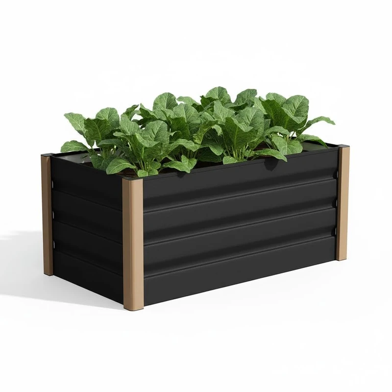 GarveeHome Aluminium Raised Planter, Jumbo Format with Open Bottom 120 x 60 x 40 cm, Outdoor Planter Kit with Rounded Safety Edges and Cut-Resistant Ledge, Grey - Image 1