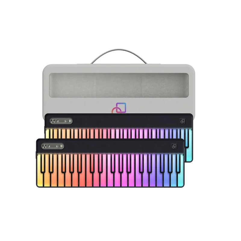 PartyKeys 36-Key Light-Guided MIDI Keyboard 2-Pack with Carry Case, Wireless Bluetooth MIDI Keyboard for Beginners, USB-C, NFC Tap-to-Pair, LED Learning Keys, App Support, Black