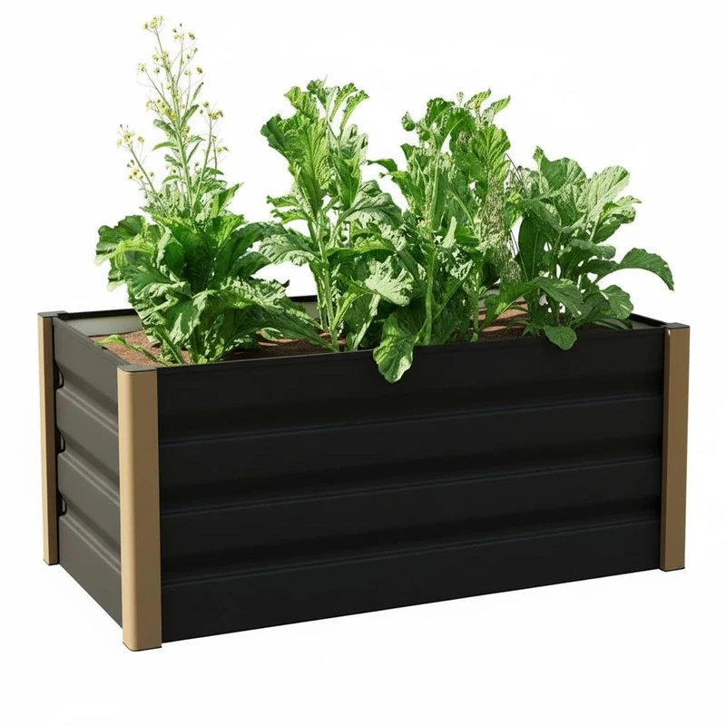 GarveeHome Aluminium Raised Bed, Jumbo Format with Open Bottom 240 x 100 x 40, Outdoor Planter Kit with Rounded Safety Edges and Cut-Resistant Ledge, Grey