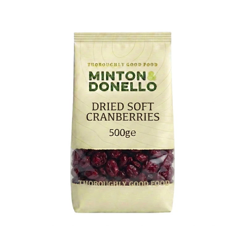 Minton & Donello 6 Pack x 500g Dried Soft Cranberries - Sweet & Tangy Chewy Fruit Snack, Ideal for Baking, Cereals, Salads & Trail Mix, High Fibre, Vegetarian Friendly, Bulk Pack for Everyday Snacking