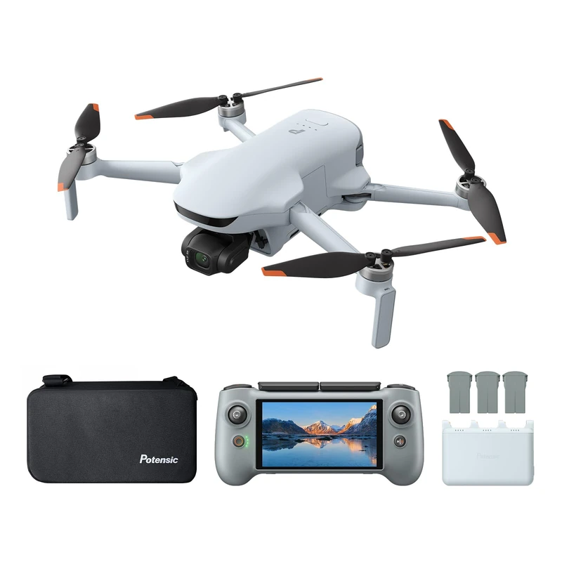 Potensic ATOM 3 Fly More Combo with RC PTD 2, Drones with Camera 4K 60fps, 50MP Photo, 1/1.3" CMOS, 120-Min Flight, 16KM Transmission, AI Track 2.0, Med-Tele Mode, QuickShots, Under 249 g(3 Batteries)