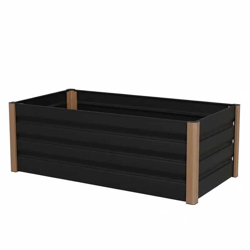 GarveeHome Aluminium Raised Planter, Jumbo Format with Open Bottom 200 x 80 x 40 cm, Outdoor Planter Kit with Rounded Safety Edges and Cut-Resistant Ledge, Grey - Image 1