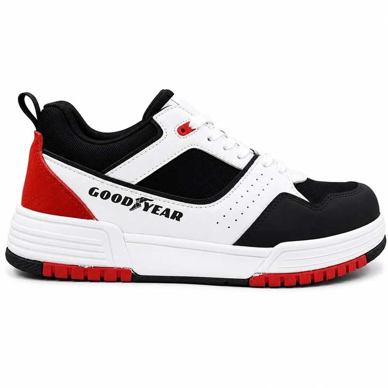 Goodyear Men’s Safety Trainers S1 PS SR FO Safety Rated Workwear Metal Free Safety Toe Puncture Proof Anti-Static Lightweight Breathable High Slip Resistance Work Trainers (Black/White, 11 UK)
