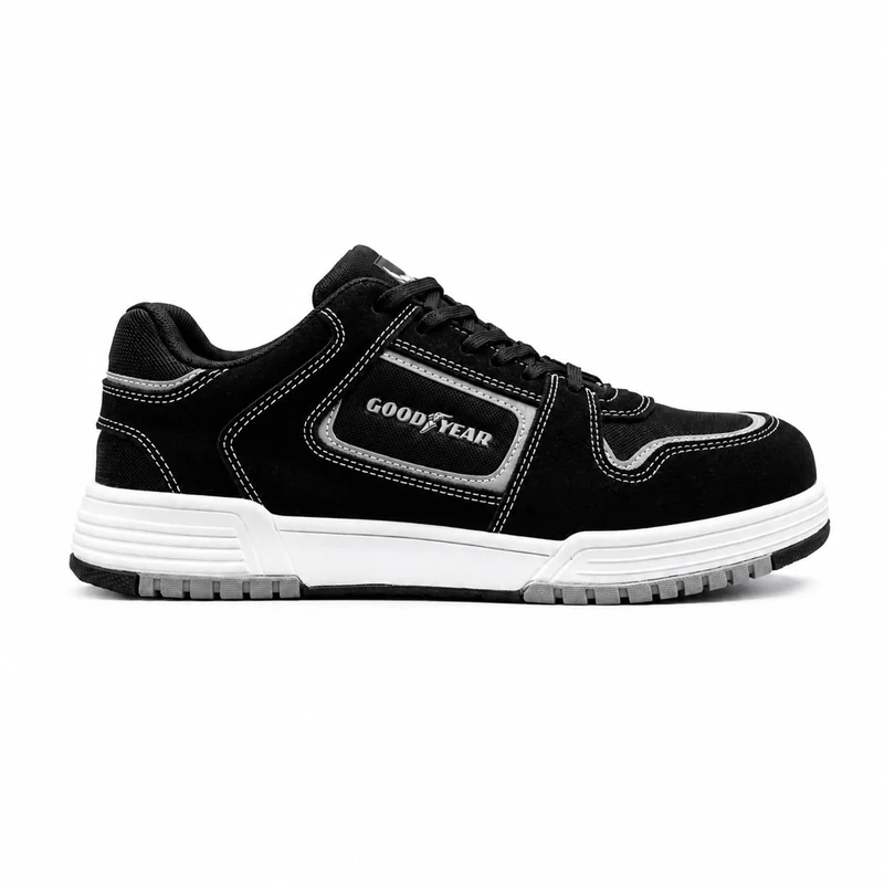 Goodyear Men’s Safety Trainers S1 PS SR FO Safety Rated Workwear Metal Free Safety Toe Puncture Proof Anti-Static Lightweight Breathable High Slip Resistance Work Trainers (Black, 12 UK)