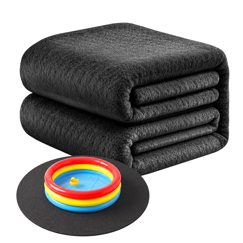 Relaxdays Pool Underlay, Ø 4 m Felt Mat, Pool Base Protector, Cut-to-size, Durable, Black