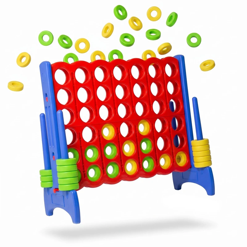 Relaxdays Connect Four XXL, outdoor, children & adults, H x W x D 110x120x55 cm, plastic, red/blue - Image 1