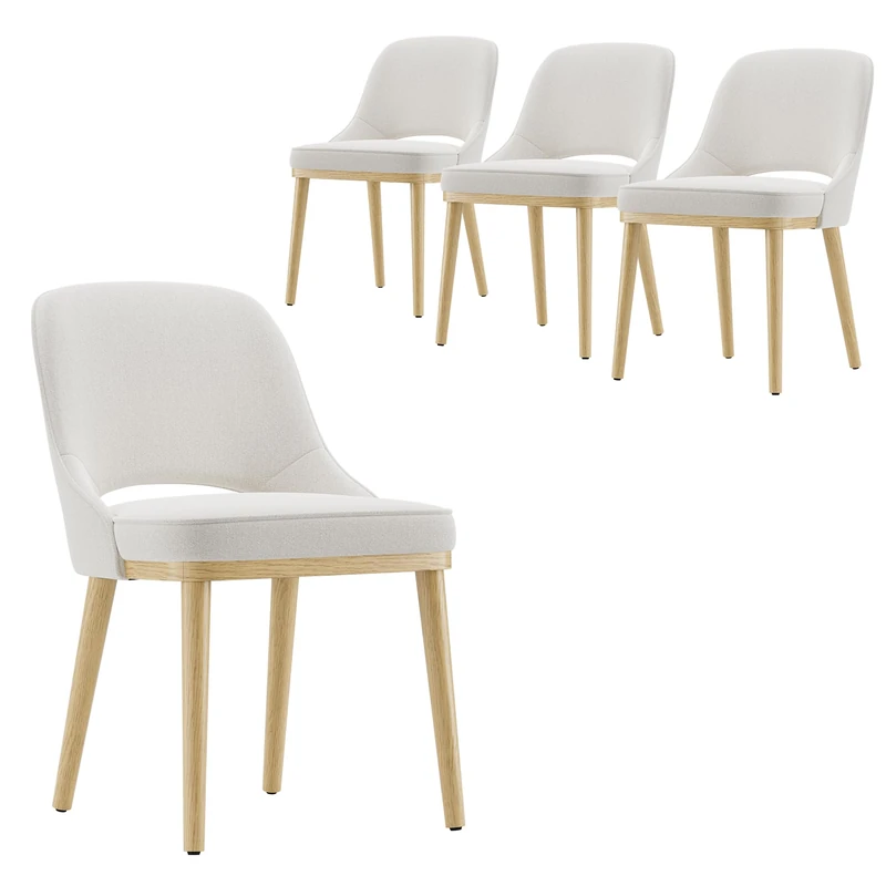 Dining Chairs Set of 4, Upholstered Dining Room Chairs with Chenille Fabric, Ergonomic Backrest, High Density Cushion & Rubber Wood Frame, Modern Kitchen Chairs for Dining Room, Living Room, Beige