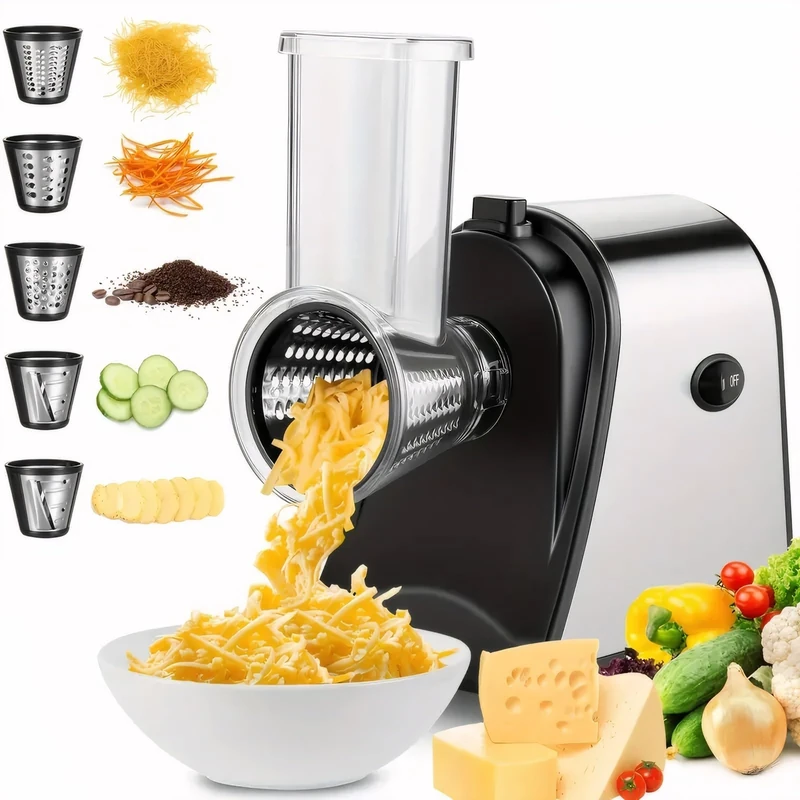 5 in 1 Electric Vegetable Slicer & Cheese Grater 250W, Stainless Steel