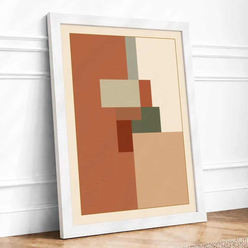 Subtle Geometry Minimalist Framed Wall Art Print A1 (84.1×59.4cm) White, Wall Decor for Living Room, Bedroom, Office & Home, Ready to Hang, Art Gift - Image 1