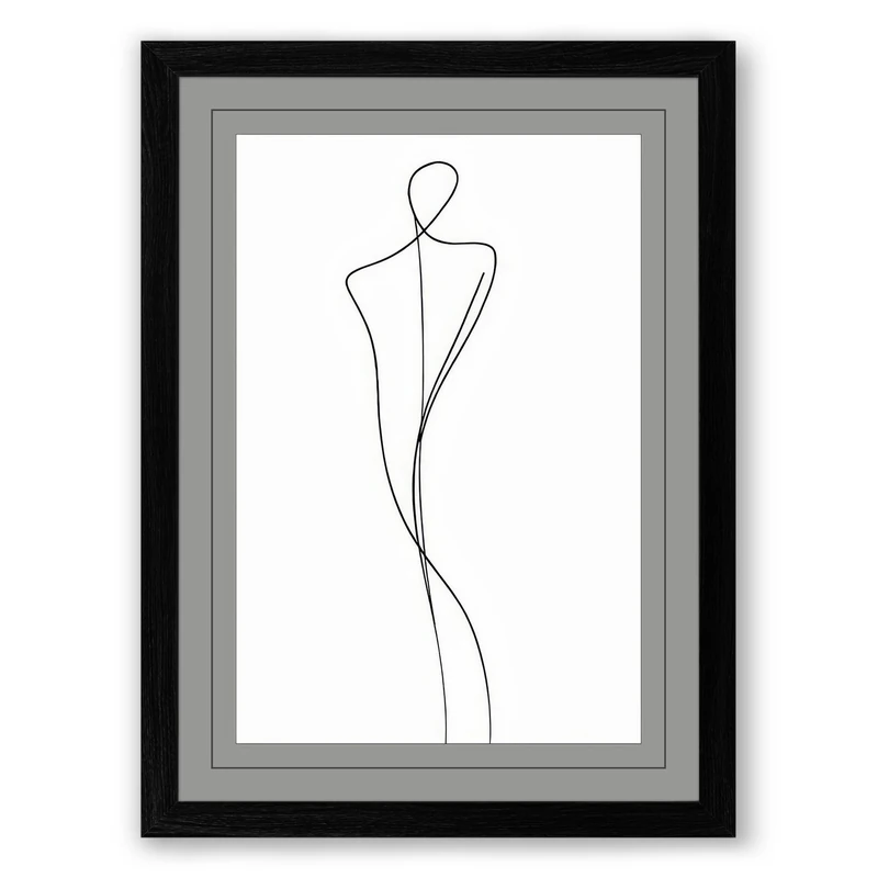 Single Line Figure Minimalist Framed Wall Art Print A1 (84.1×59.4cm) Black, Wall Decor for Living Room, Bedroom, Office & Home, Ready to Hang, Art Gift - Image 1