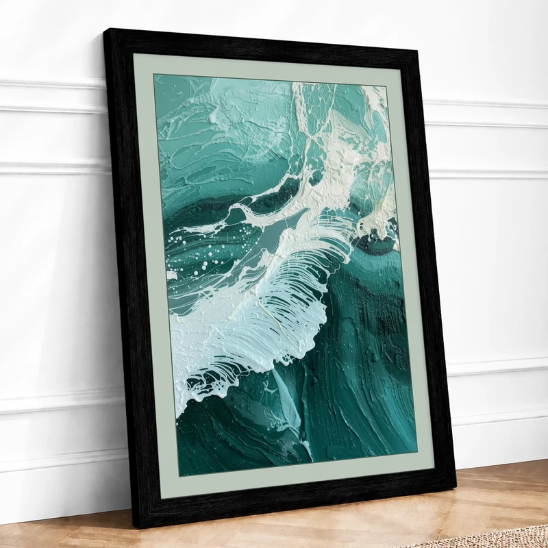 Rhythms Coastal Framed Wall Art Print A1 (84.1×59.4cm) Black, Wall Decor for Living Room, Bedroom, Office & Home, Ready to Hang, Art Gift - Image 1