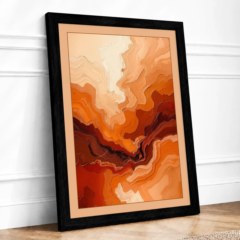 Molten Flow Abstract Framed Wall Art Print A1 (84.1×59.4cm) Black, Wall Decor for Living Room, Bedroom, Office & Home, Ready to Hang, Art Gift - Image 1