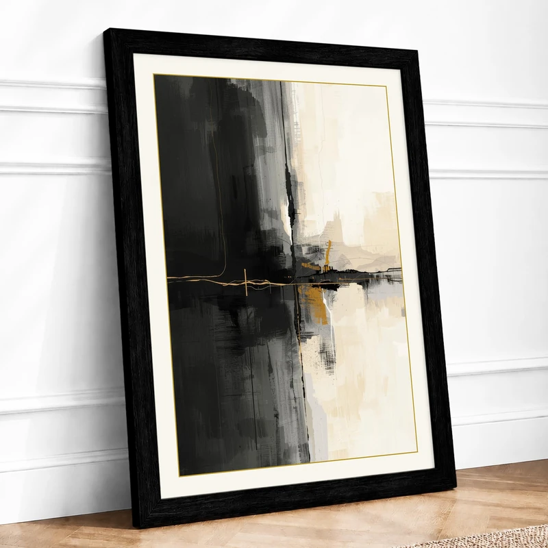 Intersection Minimalist Framed Wall Art Print A1 (84.1×59.4cm) Black, Wall Decor for Living Room, Bedroom, Office & Home, Ready to Hang, Art Gift