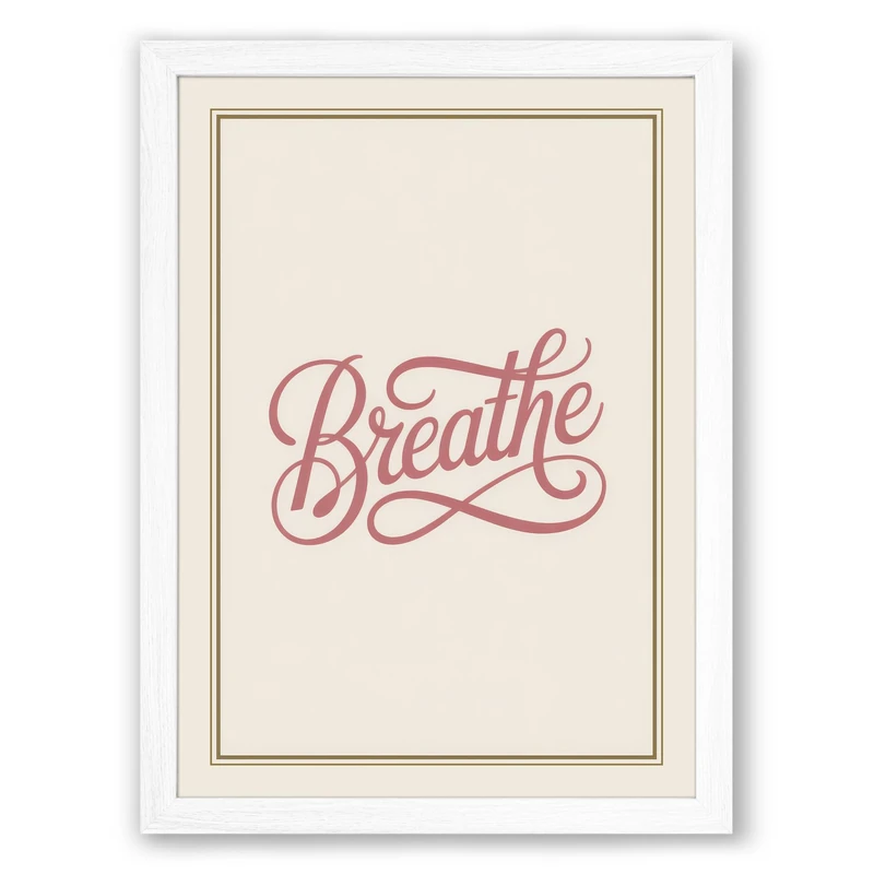 Breathe in Rose Minimalist Framed Wall Art Print A1 (84.1×59.4cm) White, Wall Decor for Living Room, Bedroom, Office & Home, Ready to Hang, Art Gift