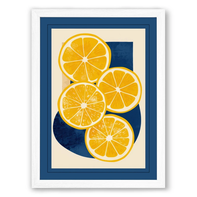 Sliced Oranges Geometric Framed Wall Art Print A1 (84.1×59.4cm) White, Wall Decor for Living Room, Bedroom, Office & Home, Ready to Hang, Art Gift