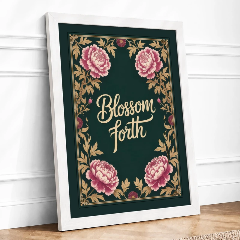 Blossom Forth Botanical Framed Wall Art Print A1 (84.1×59.4cm) White, Wall Decor for Living Room, Bedroom, Office & Home, Ready to Hang, Art Gift - Image 1
