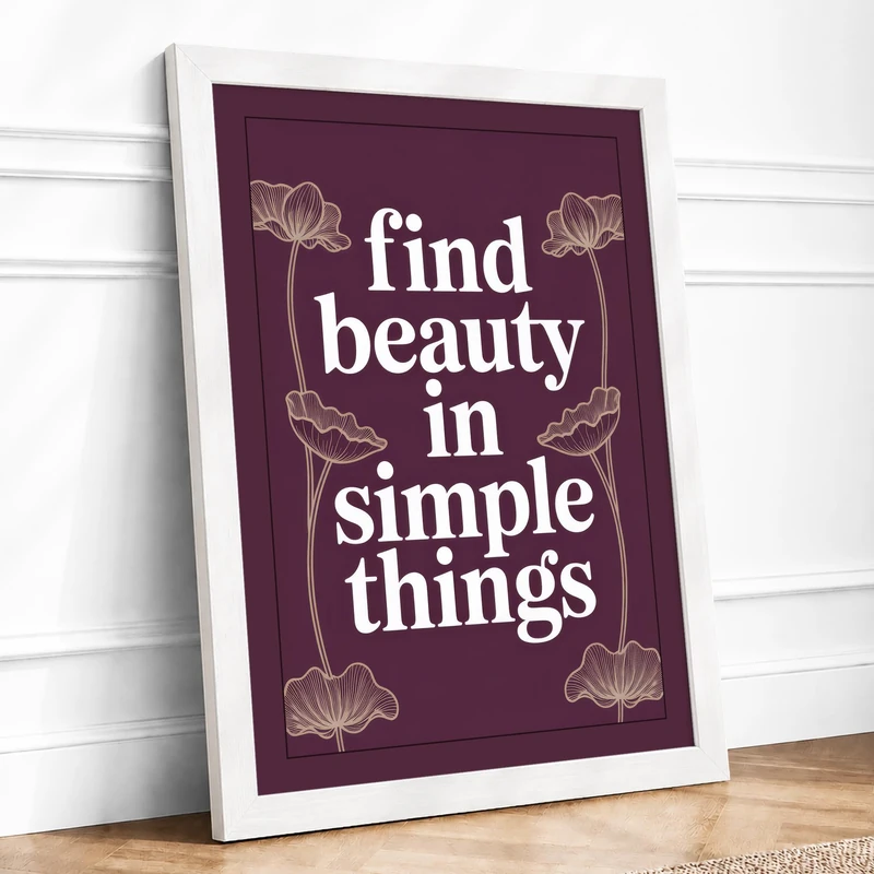 Beauty in Simple Things Minimalist Framed Wall Art Print A1 (84.1×59.4cm) White, Wall Decor for Living Room, Bedroom, Office & Home, Ready to Hang, Art Gift