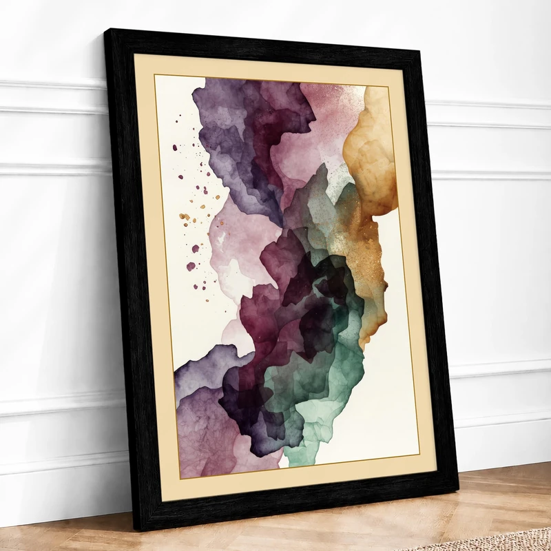 Fragmented Thought Abstract Framed Wall Art Print A1 (84.1×59.4cm) Black, Wall Decor for Living Room, Bedroom, Office & Home, Ready to Hang, Art Gift - Image 1