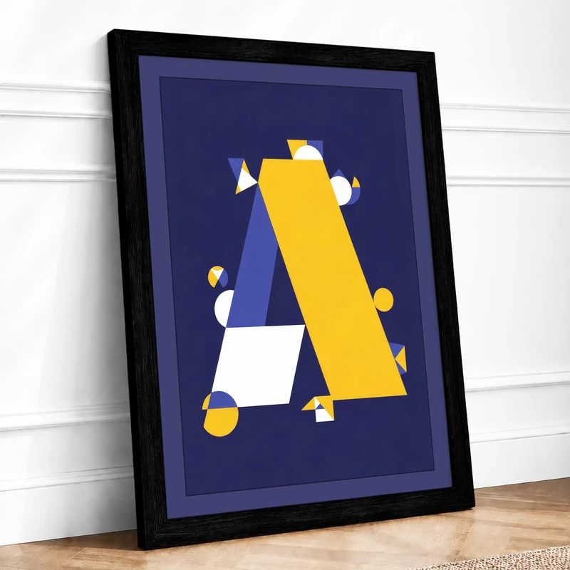 Letter A in Motion Typography Framed Wall Art Print A1 (84.1×59.4cm) Black, Wall Decor for Living Room, Bedroom, Office & Home, Ready to Hang, Art Gift