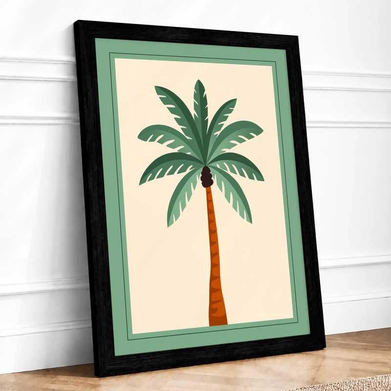 Palm Tree Study Botanical Framed Wall Art Print A1 (84.1×59.4cm) Black, Wall Decor for Living Room, Bedroom, Office & Home, Ready to Hang, Art Gift