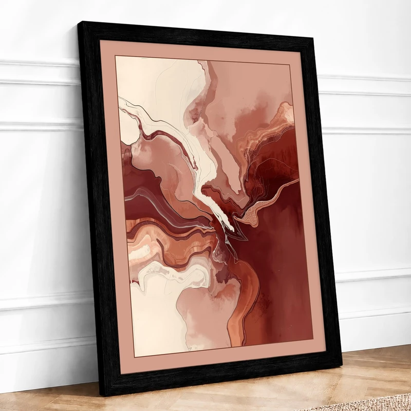 Fluid Abstractions Abstract Framed Wall Art Print A1 (84.1×59.4cm) Black, Wall Decor for Living Room, Bedroom, Office & Home, Ready to Hang, Art Gift - Image 1