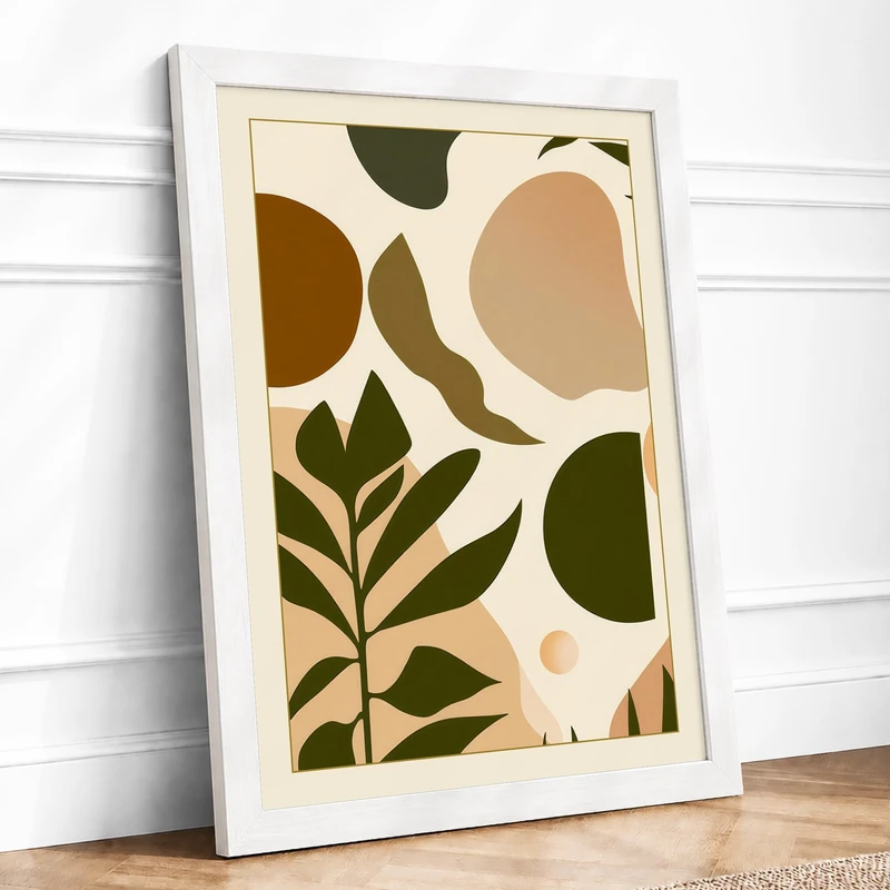 Organic Forms Minimalist Framed Wall Art Print A1 (84.1×59.4cm) White, Wall Decor for Living Room, Bedroom, Office & Home, Ready to Hang, Art Gift