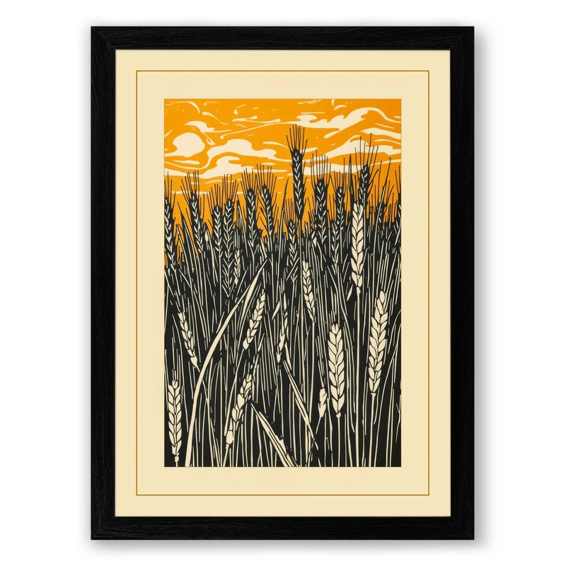 Reeds Against Dusk Botanical Framed Wall Art Print A1 (84.1×59.4cm) Black, Wall Decor for Living Room, Bedroom, Office & Home, Ready to Hang, Art Gift