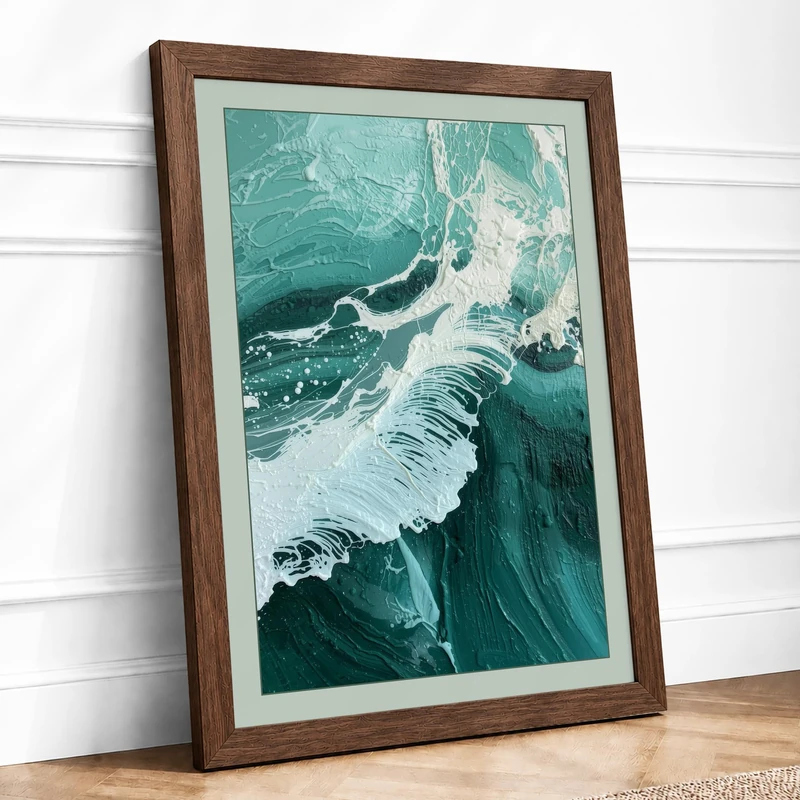 Rhythms Coastal Framed Wall Art Print A1 (84.1×59.4cm) Walnut, Wall Decor for Living Room, Bedroom, Office & Home, Ready to Hang, Art Gift