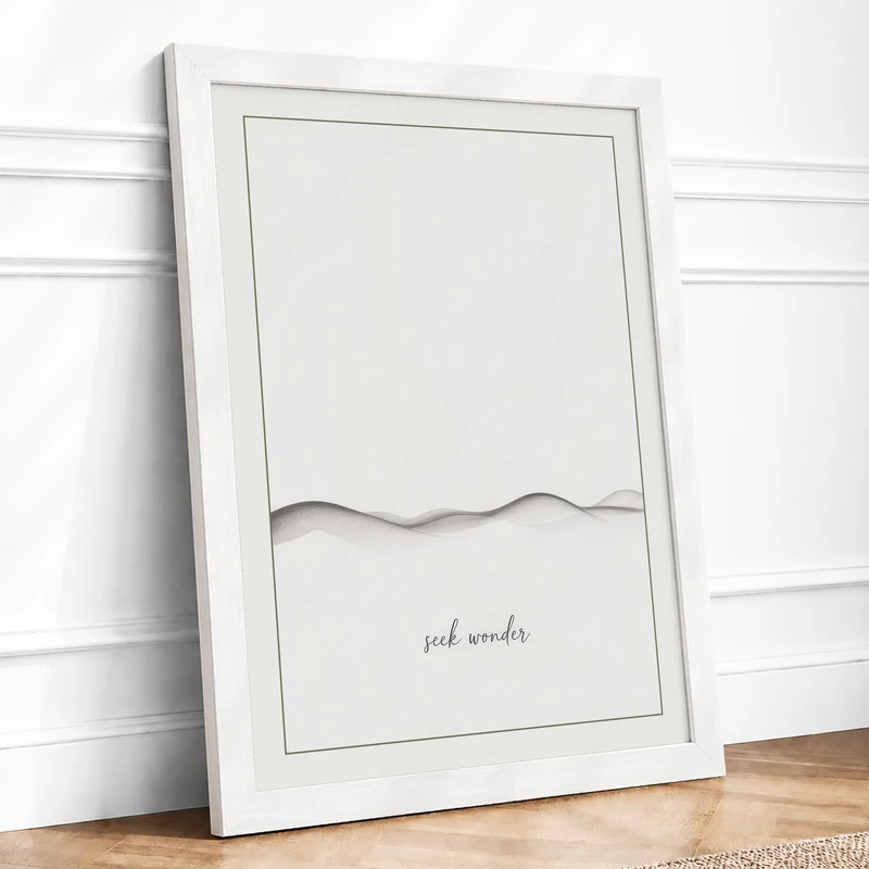 Ink Wander Minimalist Framed Wall Art Print A1 (84.1×59.4cm) White, Wall Decor for Living Room, Bedroom, Office & Home, Ready to Hang, Art Gift - Image 1