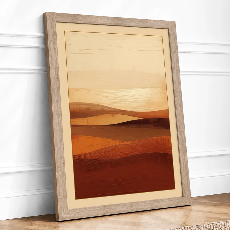 Earthen Horizons Minimalist Framed Wall Art Print A1 (84.1×59.4cm) Oak, Wall Decor for Living Room, Bedroom, Office & Home, Ready to Hang, Art Gift