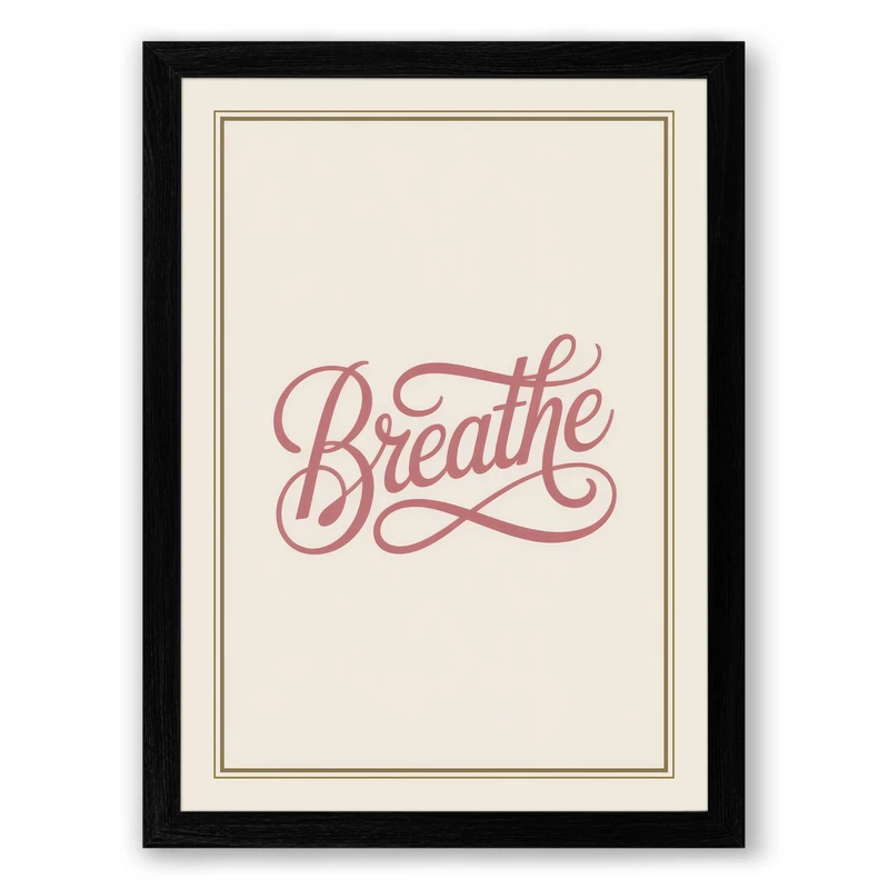 Breathe in Rose Minimalist Framed Wall Art Print A1 (84.1×59.4cm) Black, Wall Decor for Living Room, Bedroom, Office & Home, Ready to Hang, Art Gift