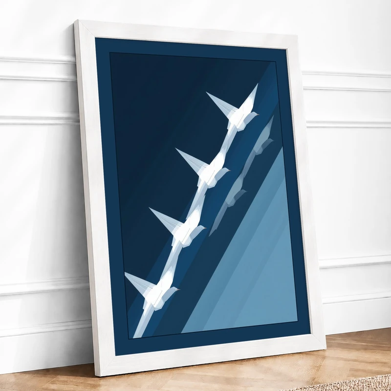 Birds in Flight Modern Framed Wall Art Print A1 (84.1×59.4cm) White, Wall Decor for Living Room, Bedroom, Office & Home, Ready to Hang, Art Gift - Image 1