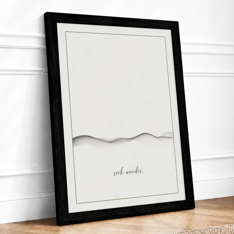 Ink Wander Minimalist Framed Wall Art Print A1 (84.1×59.4cm) Black, Wall Decor for Living Room, Bedroom, Office & Home, Ready to Hang, Art Gift - Image 1