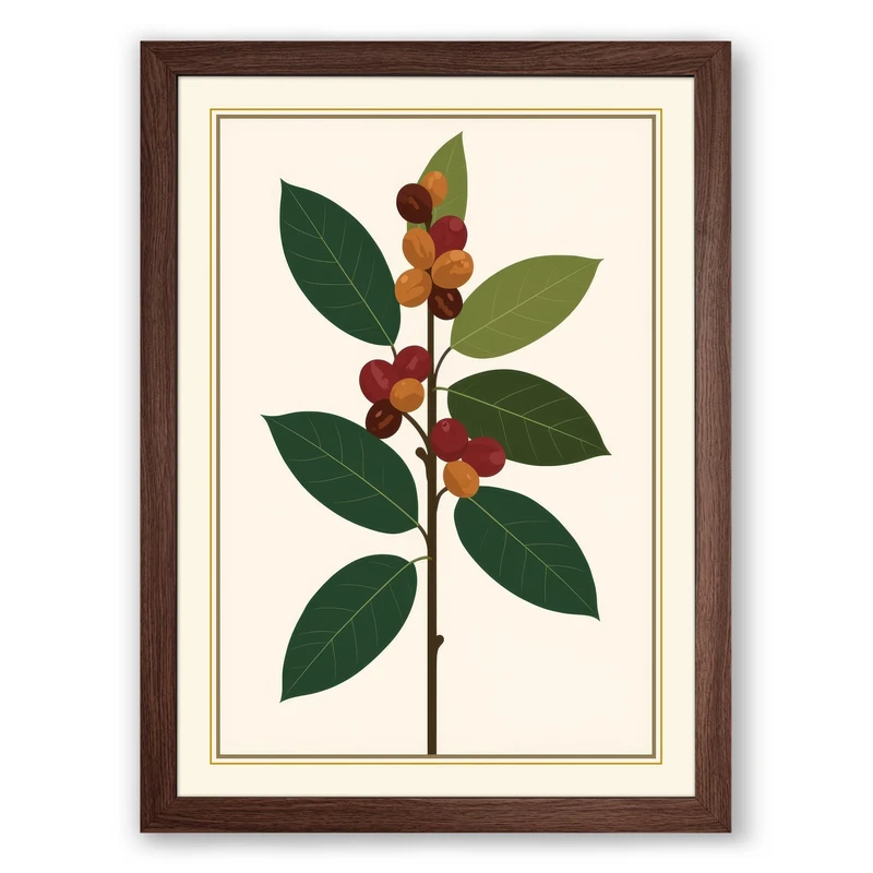 Study Botanical Framed Wall Art Print A1 (84.1×59.4cm) Walnut, Wall Decor for Living Room, Bedroom, Office & Home, Ready to Hang, Art Gift