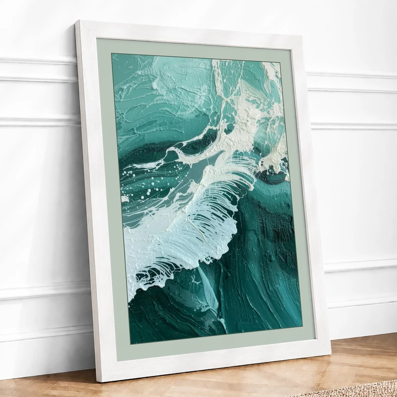 Rhythms Coastal Framed Wall Art Print A1 (84.1×59.4cm) White, Wall Decor for Living Room, Bedroom, Office & Home, Ready to Hang, Art Gift