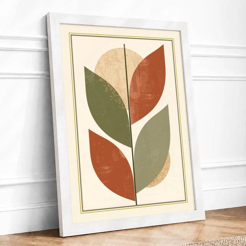 Organic Forms Botanical Framed Wall Art Print A1 (84.1×59.4cm) White, Wall Decor for Living Room, Bedroom, Office & Home, Ready to Hang, Art Gift