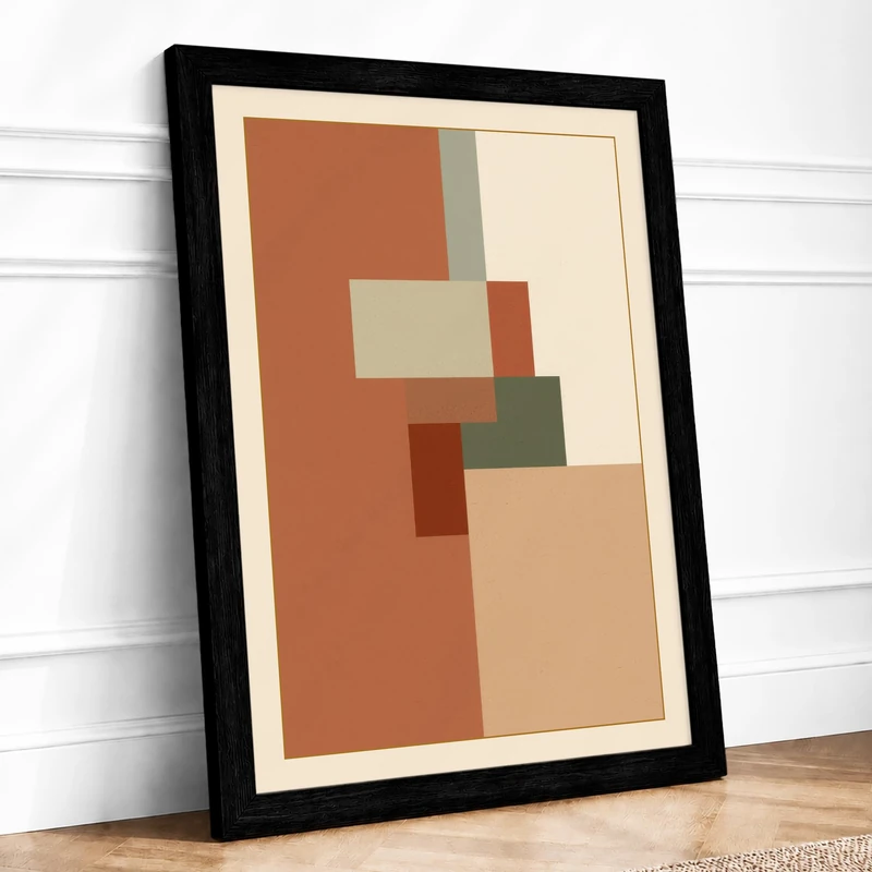 Subtle Geometry Minimalist Framed Wall Art Print A1 (84.1×59.4cm) Black, Wall Decor for Living Room, Bedroom, Office & Home, Ready to Hang, Art Gift - Image 1
