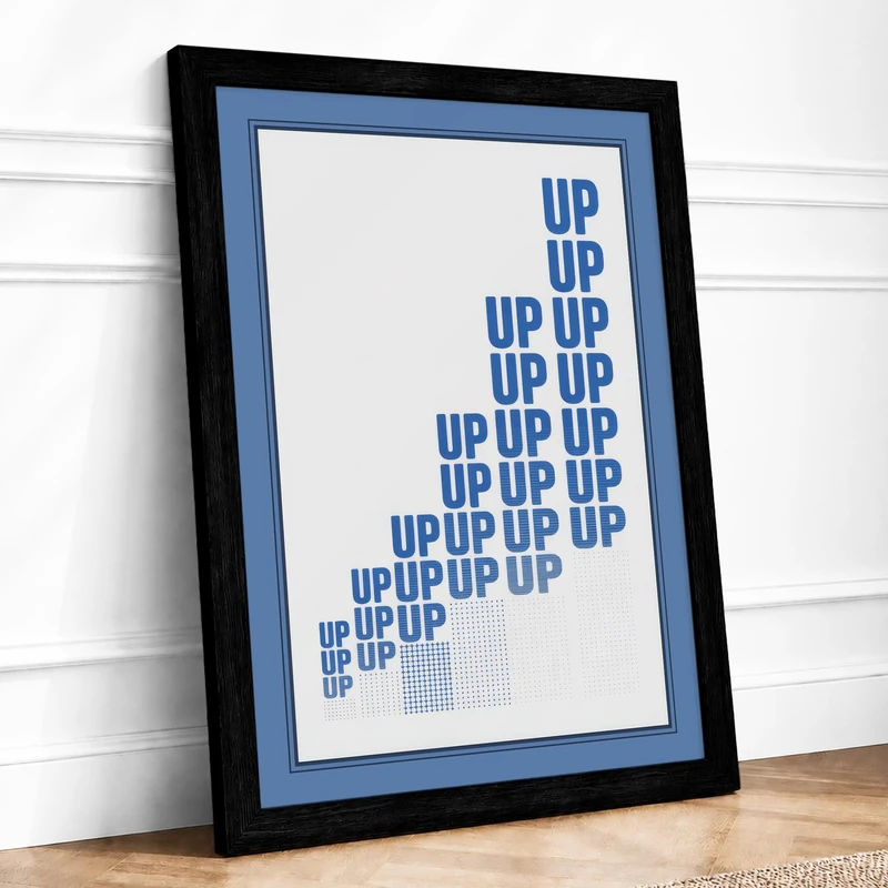 Up and Away Typography Framed Wall Art Print A1 (84.1×59.4cm) Black, Wall Decor for Living Room, Bedroom, Office & Home, Ready to Hang, Art Gift - Image 1