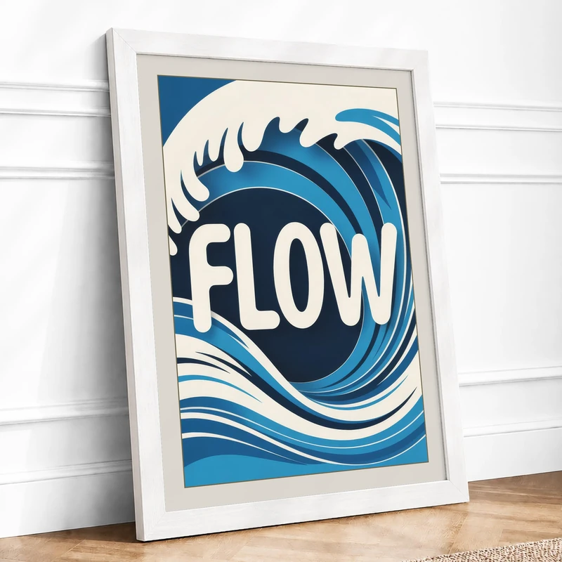 Flow in Motion Minimalist Framed Wall Art Print A1 (84.1×59.4cm) White, Wall Decor for Living Room, Bedroom, Office & Home, Ready to Hang, Art Gift