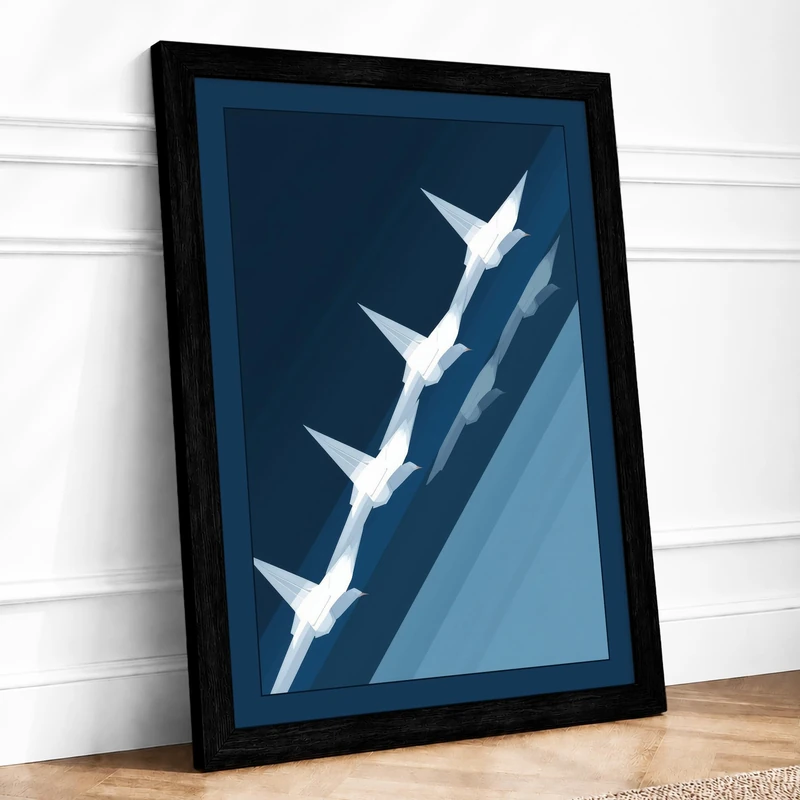Birds in Flight Modern Framed Wall Art Print A1 (84.1×59.4cm) Black, Wall Decor for Living Room, Bedroom, Office & Home, Ready to Hang, Art Gift