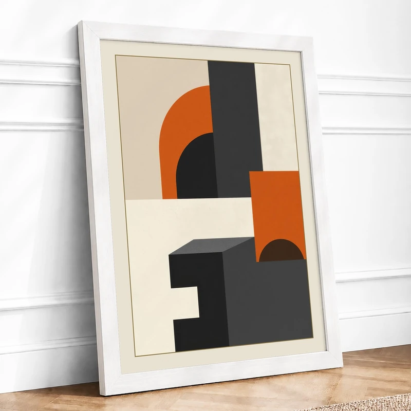 Balance Geometric Framed Wall Art Print A1 (84.1×59.4cm) White, Wall Decor for Living Room, Bedroom, Office & Home, Ready to Hang, Art Gift