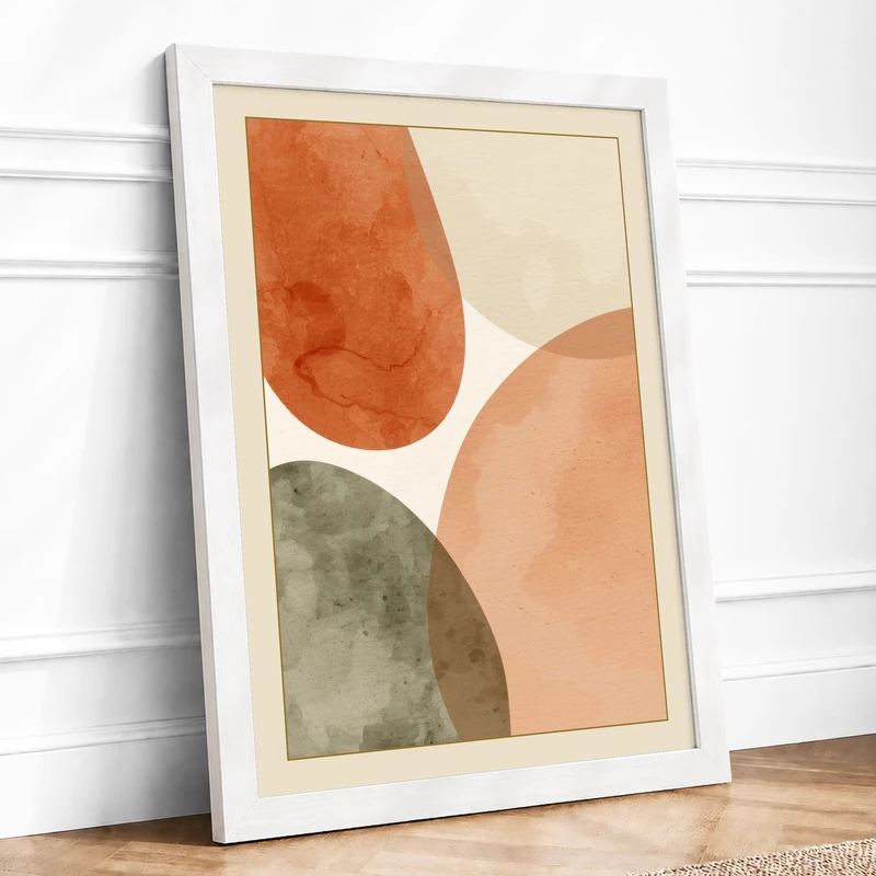 Organic Forms in Cream Minimalist Framed Wall Art Print A1 (84.1×59.4cm) White, Wall Decor for Living Room, Bedroom, Office & Home, Ready to Hang, Art Gift - Image 1